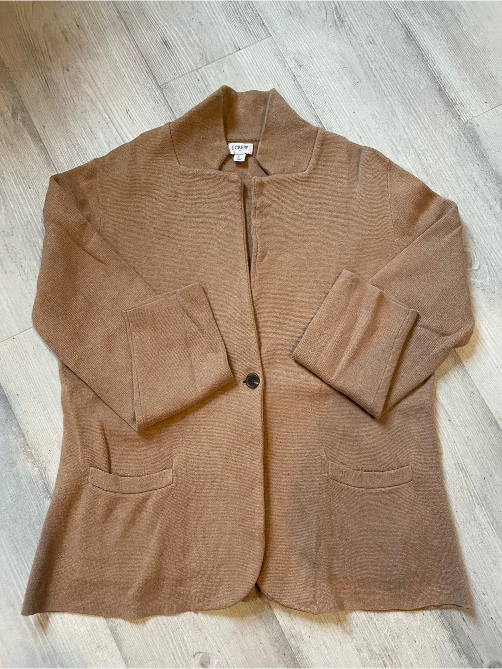 J. Crew Women's Camel Brown Single-Button Sweater Blazer